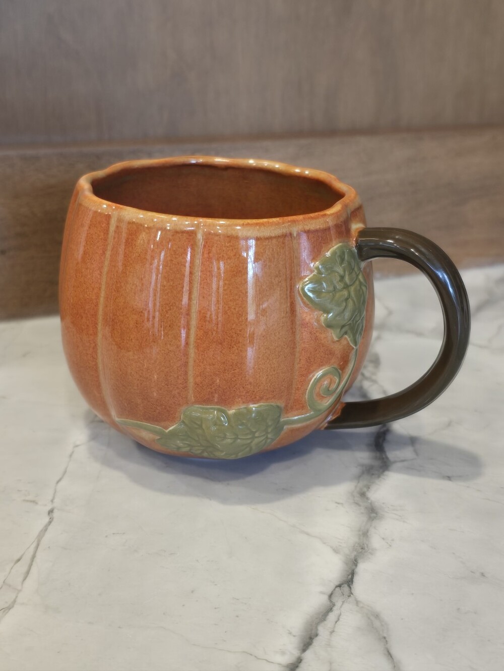 Starbucks Coffee 2009 Pumpkin on the Vine Mug Rare Hand Painted Cup